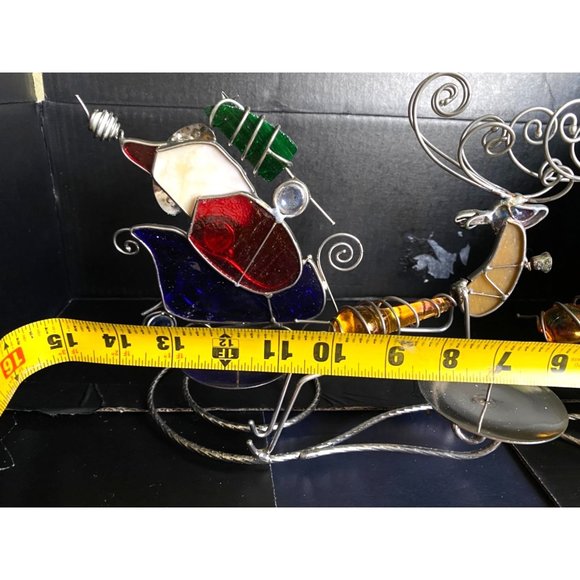Holiday Home Accents Stained Glass Santa and Reindeer Candle Holder - Picture 8 of 10